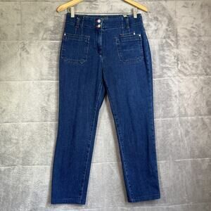 Maeve Anthropologie Jeans Women 29 Junie High Rise Slim Leg Dark Wash 24" Crop